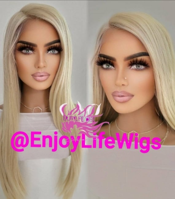 Beautiful straight blonde side part hd lace front adjustable natural  looking wig
