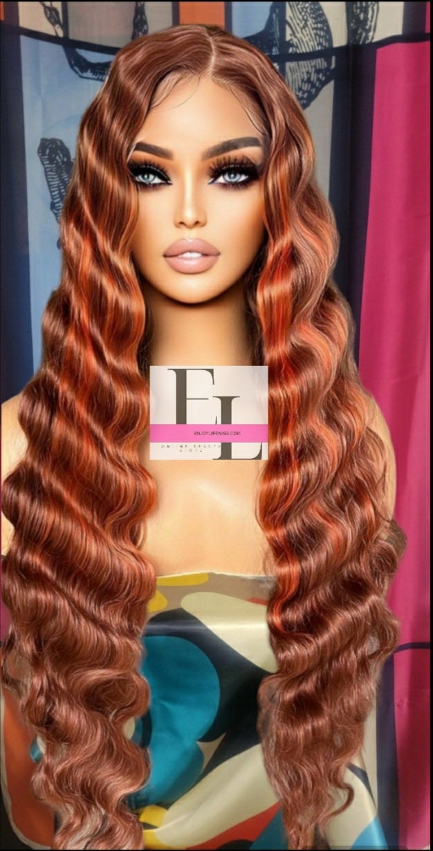 Brown Copper Orange Balayage Ombre Natural Wavy H.d Lace  display picture 1