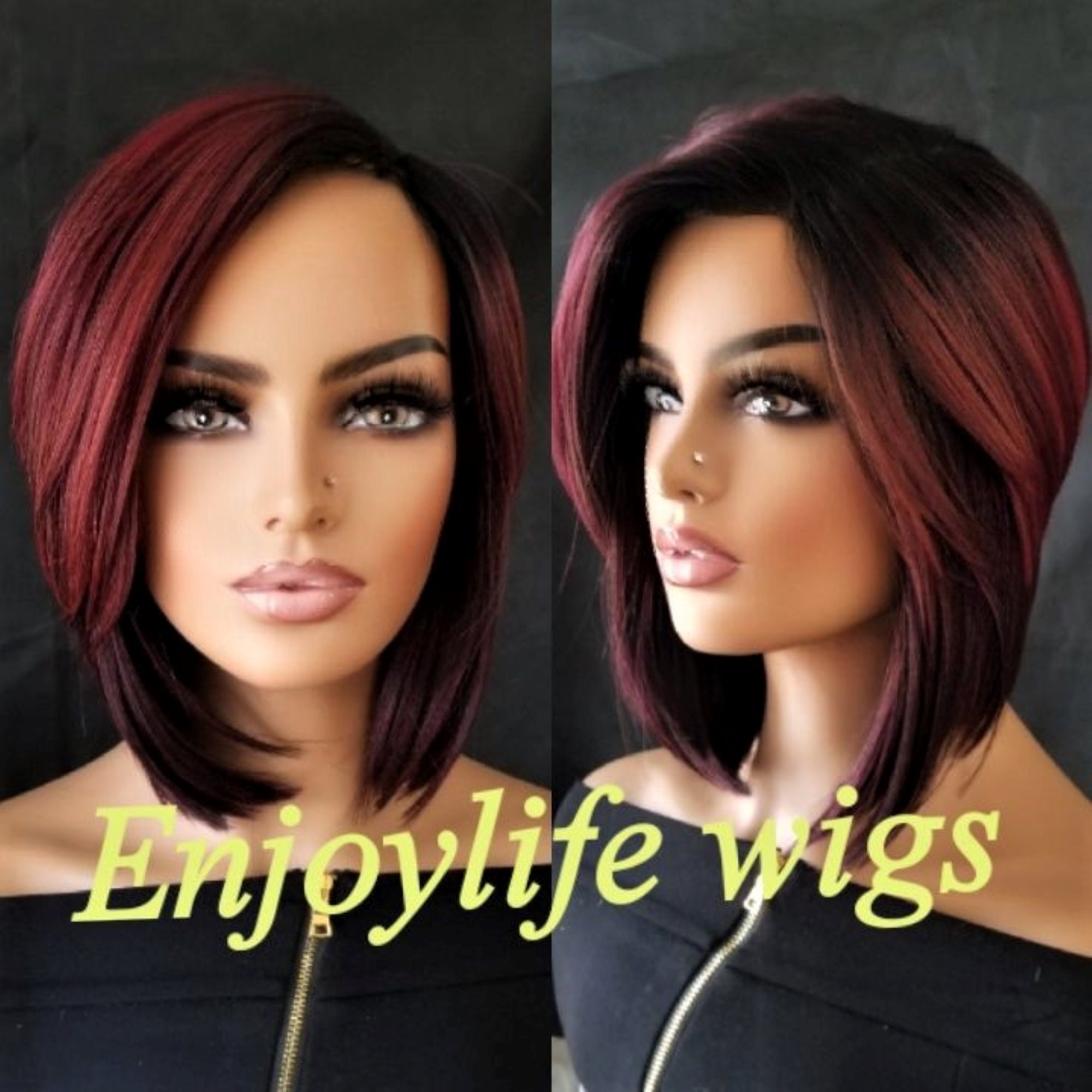 Burgundy Bob Wig Etsy Canada