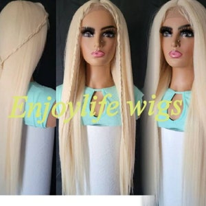 Hd  extra long blonde bomb straight lace front natural looking front wig