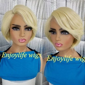 Blonde bomb side part lace bob wig