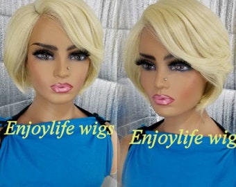 Blonde bomb side part lace bob wig