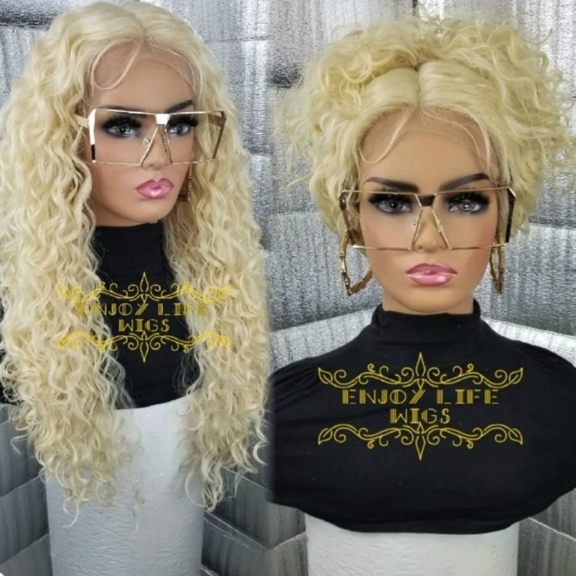 Water Wave Blonde Curly Lace Front Wig - Etsy