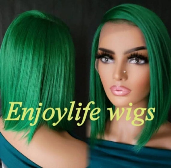 H.d Emerald City Green Dream Bob Lace Front Wig - Etsy display picture 2