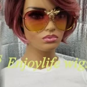 Rose gold ombre pink bob natural part wig