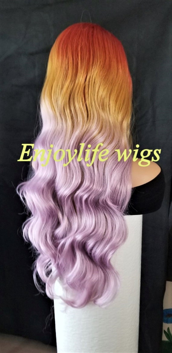 Wavy Balayage Ombre Fire Dipped Lavender Color Blast H.D  display picture 1