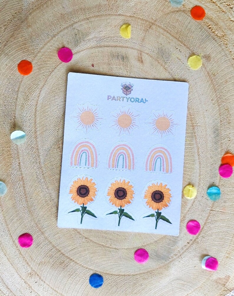 Boho Sunflower Eco stickers Boho rainbows sticker sheet Planner stickers image 2