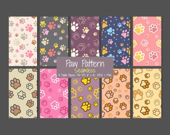 Paw Pattern Seamless Digital Paper