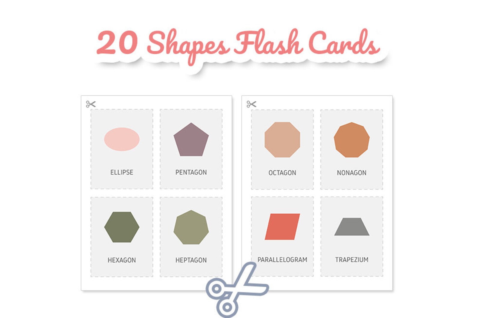 Shapes Flash Cards for Kids, Geometric Shapes for Kindergarten ...