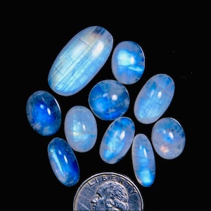 Natural Rainbow Moonstone Lot, 10Pcs Rainbow Moonstone Lot, 101Carat Lot Beautiful Rainbow Moonstone, Loose Gemstone, Mix Size & Shape Stone