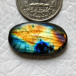 Erstaunlicher Multi Seltener Gelber Labradorit Cabochon, natürliche ovale Form, lose Edelstein Heilung Kristall, 30x17x6 mm 32 Cart