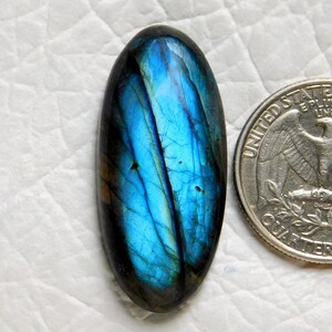 AAA+++Seltener Blauer Feuer Labradorit Cabochon, natürliche ovale Form, Silber Anhänger Schmuckherstellung Stein, Heilkristall 37x17x7 mm 39 Cart