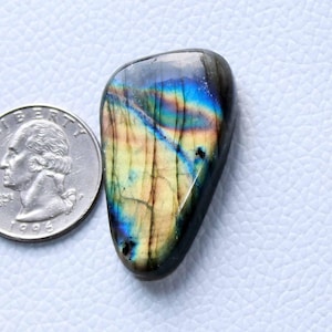 Amazing Multi Fire Labradorit Edelstein Wire Wrap Schmuckherstellung Stein, Palm stein, Größe 39x23x9 mm 64 Cart Handmade Cabochon