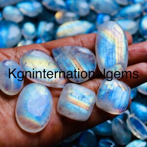 Wholesale Rainbow Moonstone Lot, Multi Nd Blue Flashy, Loose Gemstone, Pendant Size, Cabochon Jewelry Gemstone,Big Size Moonstone, Mix Shape