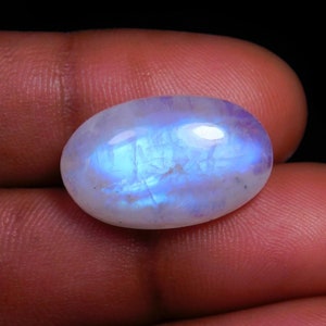AAA+++ Top unieke zeldzame blauwe flitsende regenboog maansteen cabochon, zilveren sieraden maken steen, afmeting 20 x 13 x 7 mm 14 losse edelstenen.