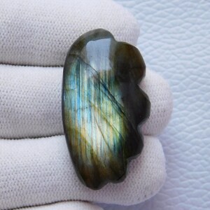 Natürlicher Wolke Labradorit Cabochon, Labradorit Lose Edelstein, Hand geschnitzter Labradorit Edelstein, 36x19x6 mm 49 Cart