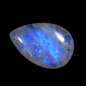 AAA + ++ Top Unieke Zeldzame Blue Fire Rainbow Moonstone Cabochon, Zilveren Sieraden Making Stone, Maat 26X18X7 mm 26 Kar, Handgemaakte Edelsteen