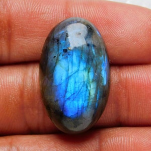 AAA Top Seltener Blauer Feuer Labradorit Cabochon, Natürliche ovale Form, Lose Edelstein Heilkristall, 28x30x8 mm 30 Cart