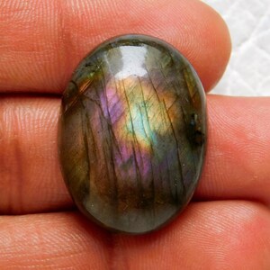 AAA Multi Lila Feuer Labradorit Cabochon, Anhänger Schmuckherstellung Stein, Lose Edelstein, Heilkristall, 28x21x8 mm 38 Cart