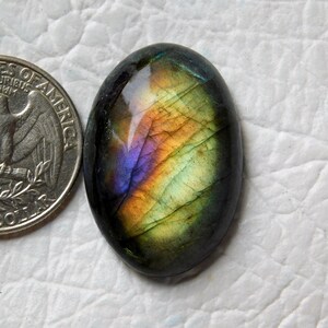 Amazing Multi Seltener Gelber Labradorit Cabochon, Silber Anhänger Schmuck machen Stein Lose Edelstein Heilkristall 31x21x8 mm 43 Cart