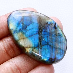 Blauer Labradorit Edelstein Wire Wrap Schmuckherstellung Stein, Palmstein, Große Größe 51x33x9 mm 140 Cart Handmade Cabochon