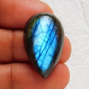 AAA+++Seltener Blauer Labradorit Cabochon, Natürlicher Edelstein Heilstein, 28x17x8 mm, 29 Cart