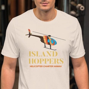 Island Hoppers, helicopter hawaii, Tom Selleck, inspired Magnum Pi tv show vintage shirt Short-Sleeve Unisex