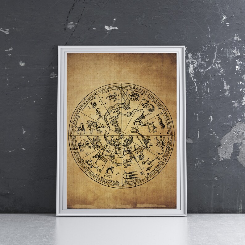 Ancient Zodiac Wheel Poster Alchemy Occult Art Print | Etsy