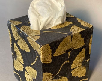 Handmade Tissue Box Cover with unique paper. Made To Order