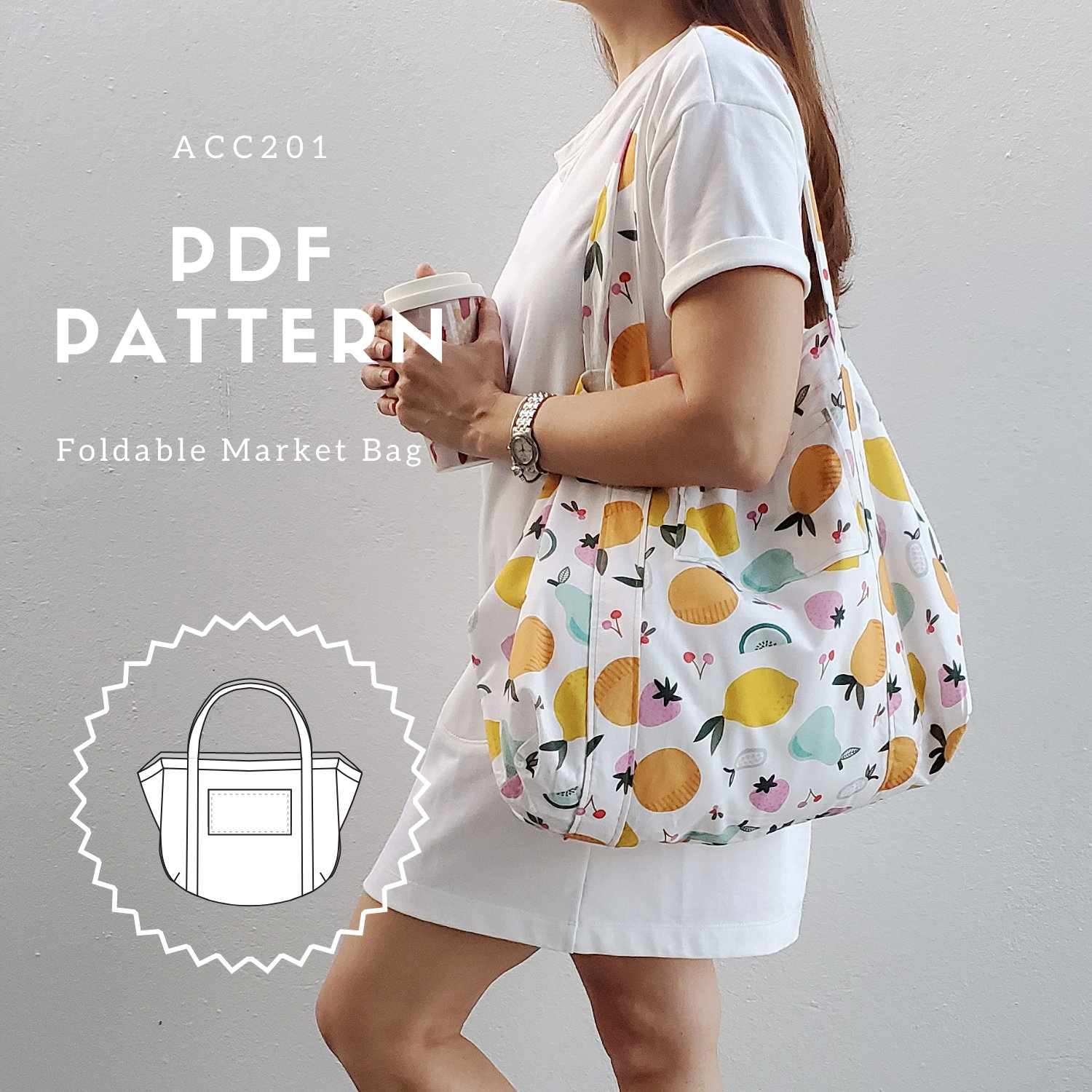 Fold and Go Market Bag FREE sewing pattern & tutorial - Sew Modern Bags