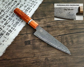 HONN Chef Knife Utility 6.5" (160mm) blade Damascus