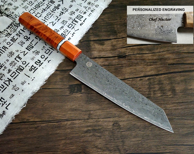 HONN Chef Knife Kiritsuke 8" (205mm) blade Damascus