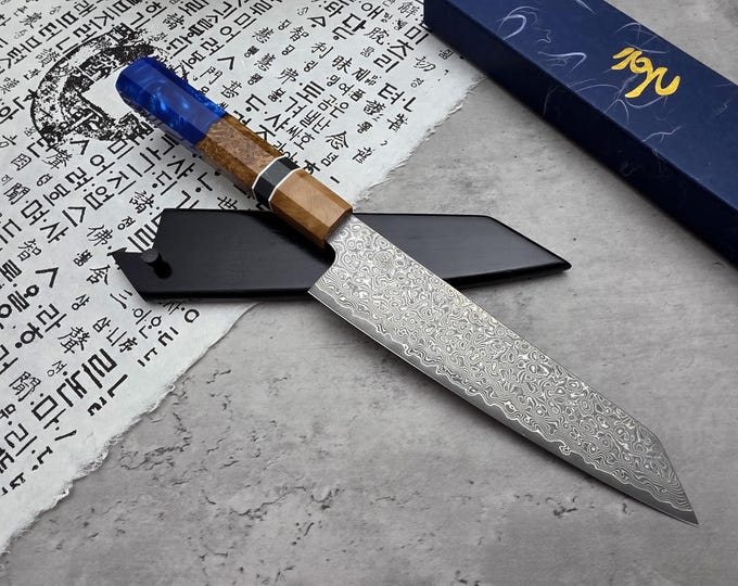 HONN Chef Knife Kiritsuke 8" (205mm) blade Damascus