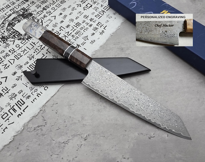 HONN Chef Knife Kiritsuke 8" (205mm) blade Damascus