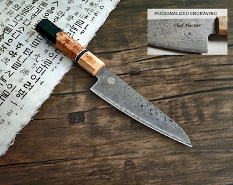 HONN Chef Knife Utility 6.5" (160mm) blade Damascus