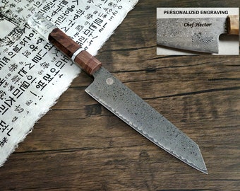 HONN Chef Knife Kiritsuke 8" (205mm) blade Damascus