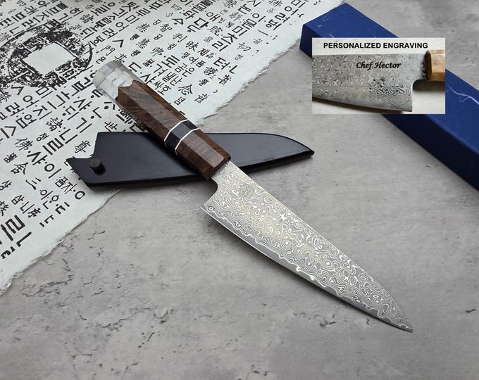 HONN Chef Knife Utility 6.25" (160mm) blade Damascus