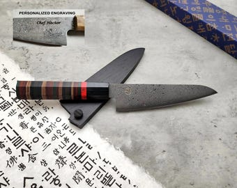 HONN Chef Knife Utility 6.5" (160mm) blade Damascus