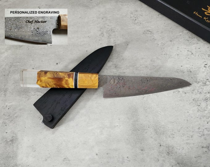 HONN Chef Knife Utility 6.5" (160mm) blade Damascus
