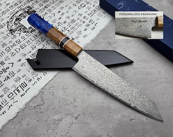 HONN Chef Knife Kiritsuke 8" (205mm) blade Damascus