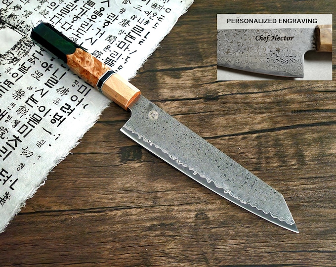 HONN Chef Knife Kiritsuke 8" (205mm) blade Damascus