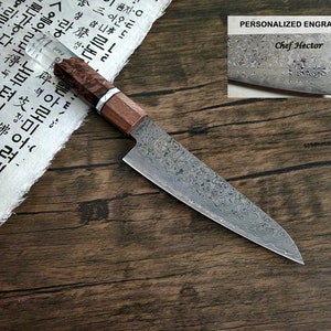 HONN Chef Knife Utility 6.5&quot; (160mm) blade Damascus