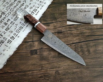 HONN Chef Knife Utility 6.5" (160mm) blade Damascus