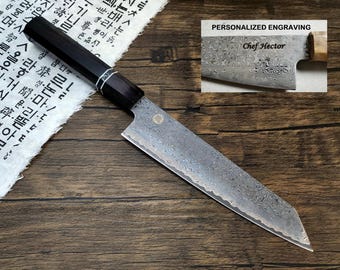 HONN Chef Knife Kiritsuke 8" (205mm) blade Damascus