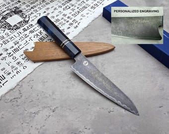 HONN Chef Knife Utility 6.25" (160mm) Stone Washed (Blue)