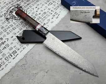 HONN Chef Knife Kiritsuke 8" (205mm) blade Damascus