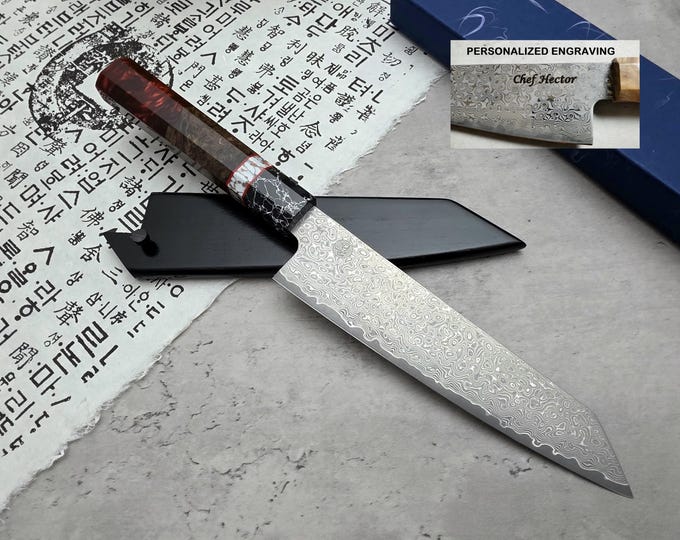 HONN Chef Knife Kiritsuke 8" (205mm) blade Damascus