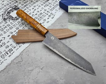 HONN Chef Knife Kiritsuke 8" (205mm) blade Stone Washed (Orange)