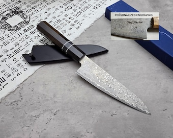 HONN Chef Knife Utility 6.25" (160mm) blade Damascus