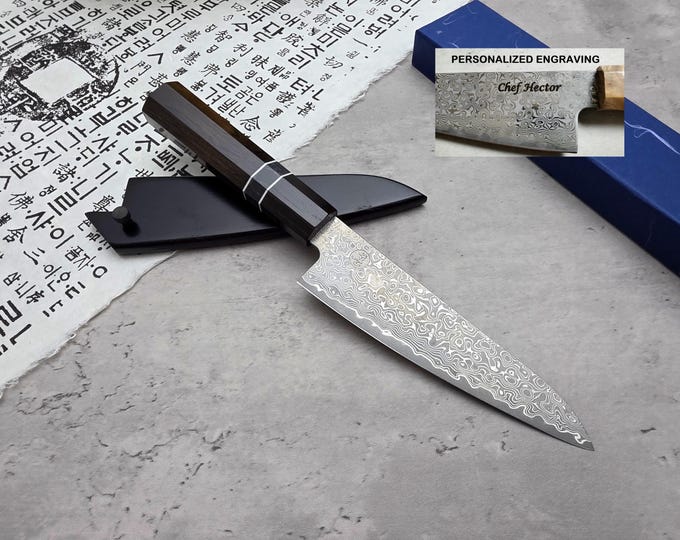 HONN Chef Knife Utility 6.25" (160mm) blade Damascus